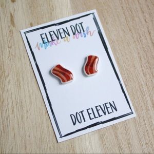 Breakfast Bacon Slice Watercolor Food Earrings